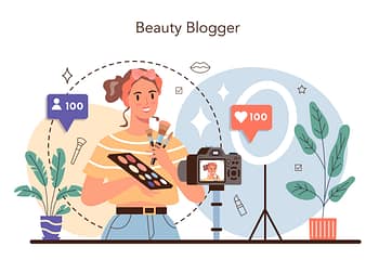 Video beauty blogger concept. Internet celebrity in social network.