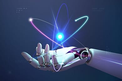 AI nuclear energy background, future innovation of disruptive te