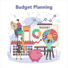 Economics and finance concept. Business people work with budjet